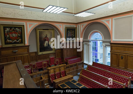 The Guildhall in Carmarthen main Courtroom Stock Photo