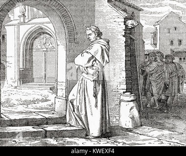 Luther at the University of Wittenberg, Germany.  Martin Luther, 1483 - 1546. German professor of theology, composer, priest,  monk and a seminal figure in the Protestant Reformation.  From Ward and Lock's Illustrated History of the World, published c.1882. Stock Photo