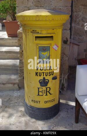 A british-style post box in Kyrenia/Girne, Turkish Republic of Northern Cyprus Stock Photo
