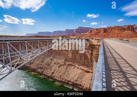 Navajo Steal Arch Bridge near Page, Arizona spans 833 feet across the Colorado River Stock Photo