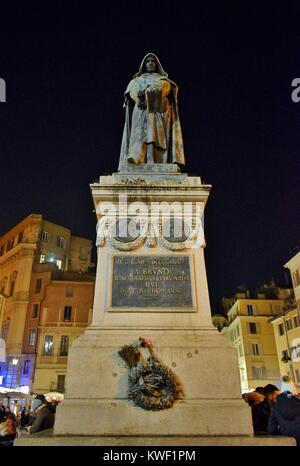 Monument to Giordano Bruno in Campo de' Fiori Stock Photo