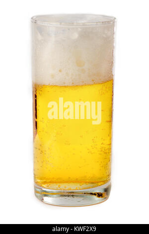 Transparent glass of beer isolated on white Stock Photo