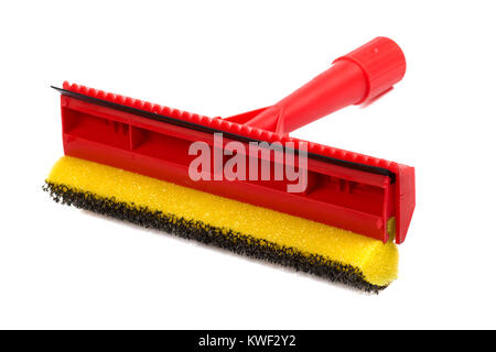 Mop with scraper for cleaning windows isolated on white Stock Photo