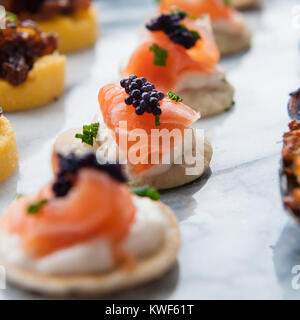 canapes on grey vein marble Stock Photo