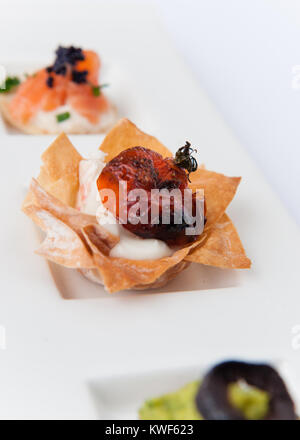 canapes on grey vein marble Stock Photo