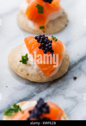 canapes on grey vein marble Stock Photo