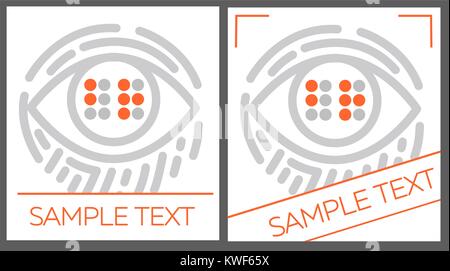 concept for the education of the blind, in the form of an eye with the text Braille and a fingerprint. icon in the linear style Stock Vector