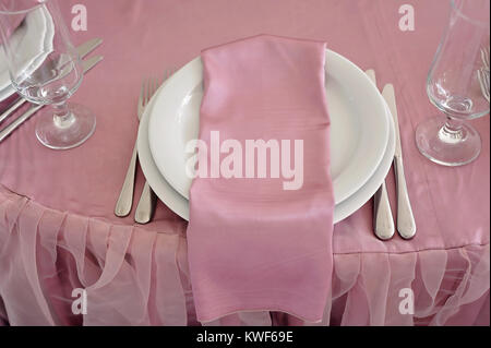 Wedding table decor. Beautiful  set for an event party or  reception Stock Photo