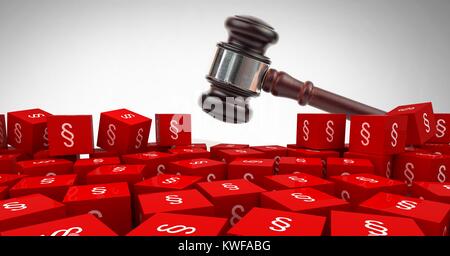 3D Section symbol icons and justice gavel Stock Photo