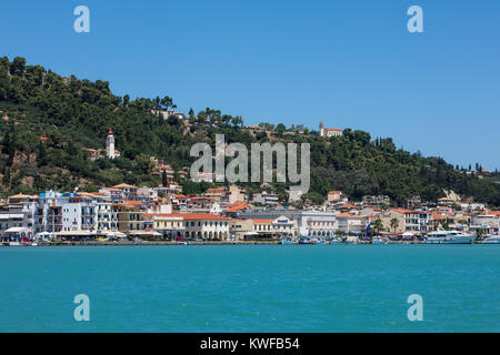 Zakynthos, Greece - July 18, 2017: View of the Zakynthos city and harbor on the picturesque Zakynthos Island. Stock Photo