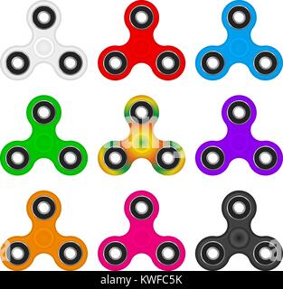 Hand Fidget Spinner Toy Vector Set. Realistic Vector Illustration Stock Vector