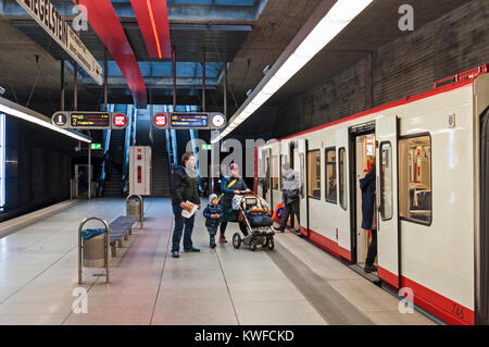 Station on the U2 line of the Nuremberg Underground System, Germany, Europe Stock Photo