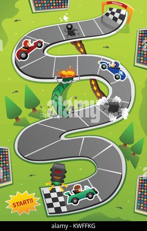 A vector illustration of Car Racing Board Game Stock Vector