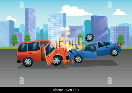 A vector of Two Cars in an Accident Stock Vector