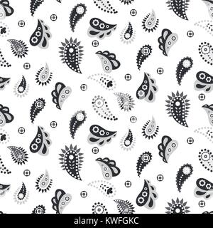 Paisley grey seamless vector pattern. Stock Vector