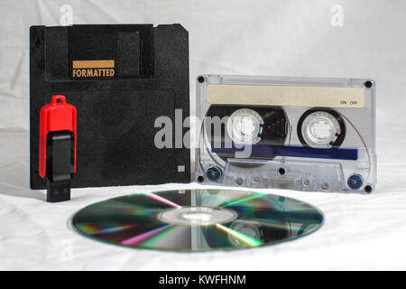 Old and new media - data carriers Stock Photo