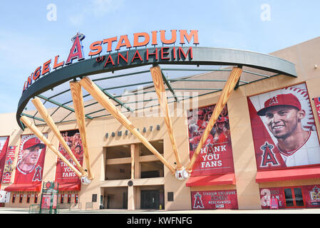 ANAHEIM, CA - MARCH 17, 2017: Angel Stadium Home Plate Entrance. Located in Orange County the stadium is the home of MLB's Los Angeles Angels of Anahe Stock Photo
