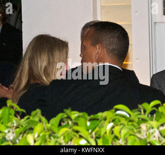 MIAMI BEACH  FL - JANUARY 21: Actress Cameron Diaz and Alex Rodriguez enjoy a romantic dinner in Miami with Former President Bill Clinton at Prime 112 Steakhouse.   On January 21, 2011 in Miami Beach, Florida   People:  Cameron Diaz Alex Rodriguez Bill Clinton Stock Photo