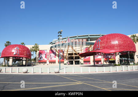 ANAHEIM, CA - FEBRUARY 24, 2017: Angel Stadium of Anaheim main entrance. Angel Stadium of Anaheim is the Major League Baseball (MLB) home home field o Stock Photo