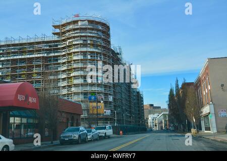 The Springfield Massachusetts skyline, showing the Metropolis of Western New England in the Wintertime. Northeast, United States of America. Stock Photo