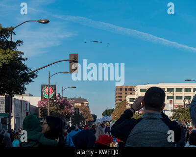 Pasadena,  JAN 1: Northrop Grumman B-2 Spirit perform at the superb Tournament of the famous Rose Parade - America's New Year Celebration on JAN 1, 20 Stock Photo