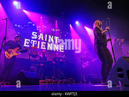 St Etienne Performing at Manchester O2 Ritz  Featuring: St Etienne, Sarah Cracknell, Pete Wiggs, Bob Stanley Where: Manchester, United Kingdom When: 02 Dec 2017 Credit: Sakura/WENN.com Stock Photo