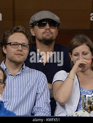 FLUSHING, NY - SEPTEMBER 03: Leonardo DiCaprio day nine of the 2013 US Open at USTA Billie Jean King National Tennis Center September 3, 2013 in the Flushing neighborhood of the Queens borough of New York City.    People:  Leonardo DiCaprio Stock Photo