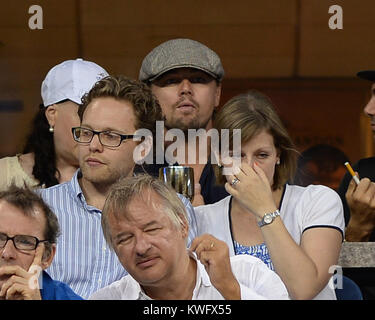 FLUSHING, NY - SEPTEMBER 03: Leonardo DiCaprio day nine of the 2013 US Open at USTA Billie Jean King National Tennis Center September 3, 2013 in the Flushing neighborhood of the Queens borough of New York City.    People:  Leonardo DiCaprio Stock Photo