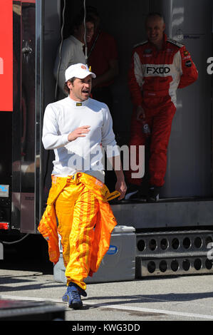 DAYTONA  BEACH FL - JANUARY 06:  Grey's Anatomy actor Patrick 'McDreamy' Dempsey is starting to show his age a bit as he is seen with a grey streak in his head. Patrick Galen Dempsey (born January 13, 1966) is an American actor, known for his role as neurosurgeon Dr. Derek Shepherd ('McDreamy') on the medical drama Grey's Anatomy. Dempsey is sighted during testing for Rolex Sports Car Series Rolex 24 at Daytona International Speedway on January 6, 2012 in Daytona Beach, Florida  People:  Patrick Dempsey Stock Photo