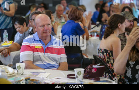 Davenport, Iowa, USA. 20th Aug, 2017. State Sen. Jim Lykam listens to speakers at the Duck Creek Lodge in Davenport on Sunday, August 20, 2017. Scott County Democrats held their summer picnic with four candidates for Iowa governor in attendance. Credit: Andy Abeyta, Quad-City Times/Quad-City Times/ZUMA Wire/Alamy Live News Stock Photo