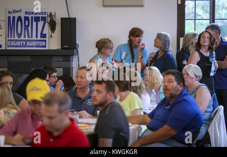 Davenport, Iowa, USA. 20th Aug, 2017. Scott County Democrats mingle at the Duck Creek Lodge in Davenport on Sunday, August 20, 2017. Scott County Democrats held their summer picnic with four candidates for Iowa governor in attendance. Credit: Andy Abeyta, Quad-City Times/Quad-City Times/ZUMA Wire/Alamy Live News Stock Photo