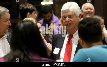 Davenport, Iowa, USA. 12th Oct, 2017. Iowa Supreme Court justice David Wiggins meets with members of the audience at a reception, Thursday, October 12, 2017, after a special session of the Iowa Supreme Court was held in the Performing Arts Center at Davenport Central High School. The case is the State of Iowa v. Carlos Ariel Gomez Garcia. Credit: John Schultz/Quad-City Times/ZUMA Wire/Alamy Live News Stock Photo