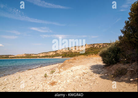 panorama of cemetery beach at the Anzac cove in Gallipoli Gelibolu canakkale turkey beach cemetery. Stock Photo