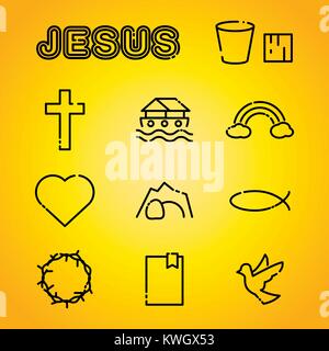 A set of Christian faith religion icons illustration. Vector EPS 10 available. Stock Vector