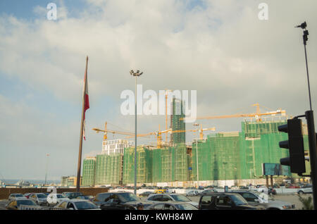 Beirut, Lebanon, April 03 - 2017: Center of Beirut presenting a post-civil war reconstruction, several cranes under construction in the city. Stock Photo