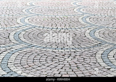 Cobblestone pavement with circular pattern Stock Photo