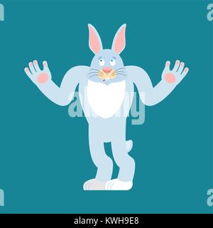 Rabbit confused emoji oops face avatar. Hare perplexed emotions. Animal surprise. Easter Vector illustration Stock Vector