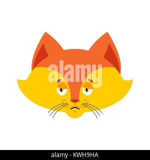 Fox sad emoji. Wild animal sorrowful emotions. she-fox dull. Vector illustration Stock Vector
