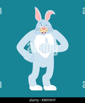 Rabbit thumbs up and winks. Hare happy emoji. Animal Vector illustration Stock Vector