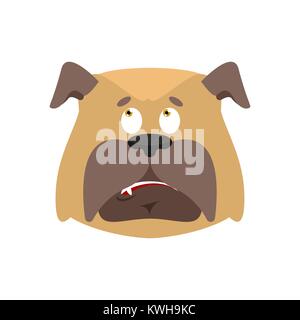 Dog confused emoji oops face avatar.Pet perplexed emotions. bulldog surprise. Vector illustration Stock Vector