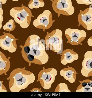 Groundhog head pattern. Woodchuck background. Ornament face Marmot. Groundhog day Vector illustration Stock Vector