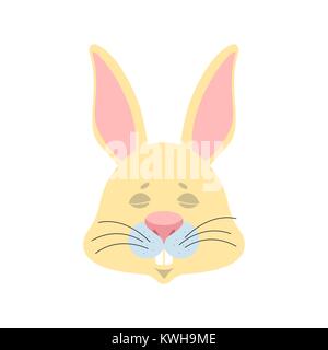 Rabbit sleeping emoji. Hare asleep emotions. Animal dormant. Vector illustration Stock Vector