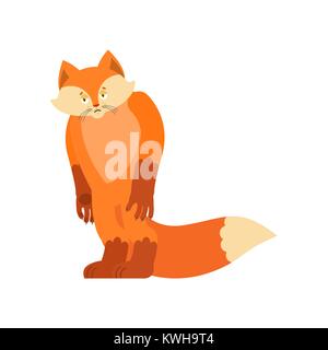 Fox sad. Wild animal sorrowful. she-fox dull. Vector illustration Stock Vector
