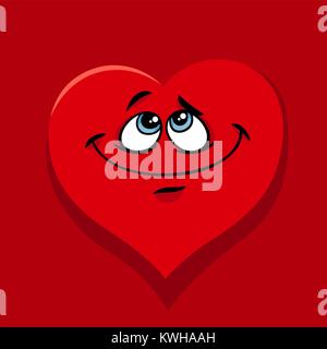 Greeting Card Cartoon Illustration of Happy Heart Character in Love on Valentine Day Stock Vector