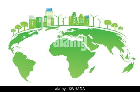 Land with solar panels and wind energy Stock Vector