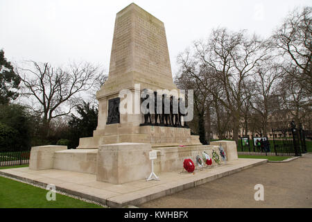 The Guards Division War Memorial at St James's Park in London, England. The cenotaph style memorial was designed by H. Charlton Bradshaw. Stock Photo