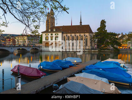 Zurich city center in the evening dusk Stock Photo