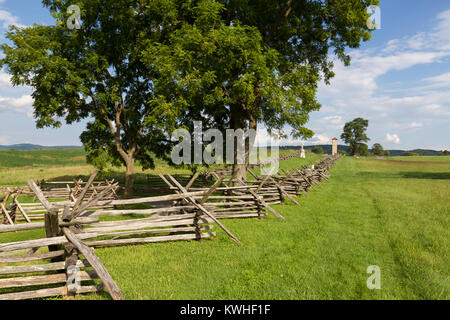 View along the Sunken Road, Bloody Lane, Antietam National Battlefield, Maryland, United States. Stock Photo