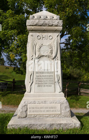 The 8th Ohio Infantry Monument, Bloody Lane, Antietam National Battlefield, Maryland, United States. Stock Photo