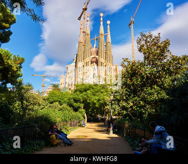 Barcelona, Spain - October 28, 2015: Sagrada Familia in Barcelona, Spain. When finished it will be the highest church in the world Stock Photo